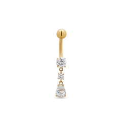 24k Gold PVD Titanium Dangle Navel Bar