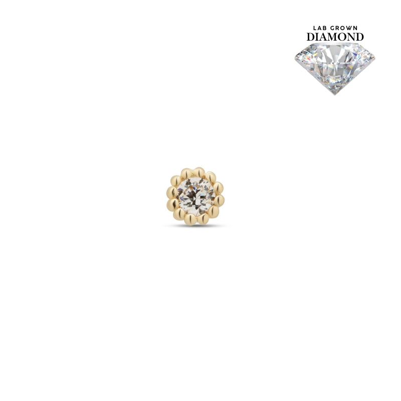 14kt Gold Threadless - Round with 14 bead Attachment - Lab Grown Diamond