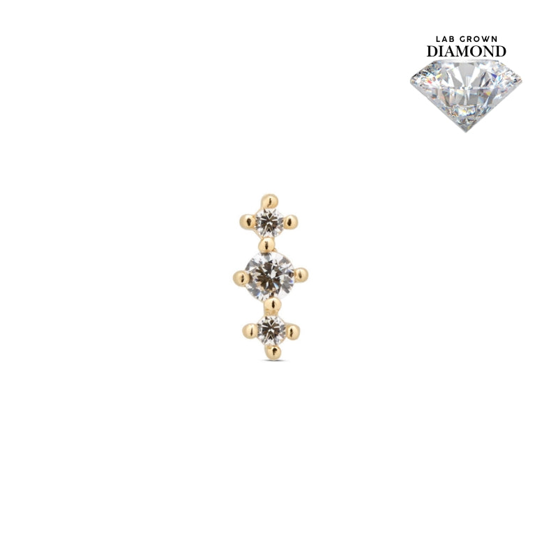 14kt Gold Threadless 3 Stone Prong Set Round 1mm - 2mm Attachment - Lab Grown Diamond