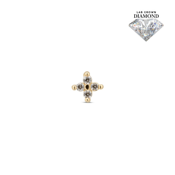 14kt Gold Threadless - 4 Jewel Attachment - Lab Grown Diamond