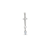 Threadless Sword Dangle w CZ Oval Attachment