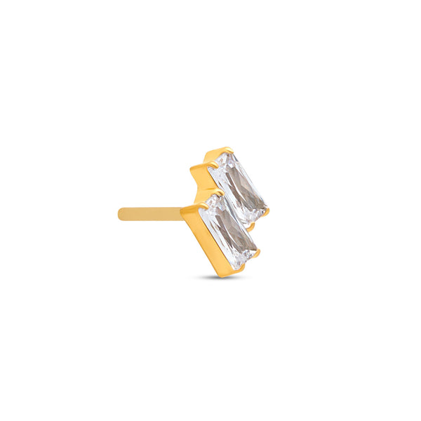 24kt Gold PVD Titanium Threadless 2 Baguette Attachment