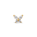 24kt Gold PVD Titanium Threadless Jewel Butterfly Attachment