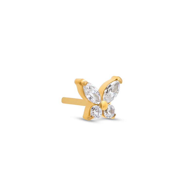 24kt Gold PVD Titanium Threadless Jewel Butterfly Attachment