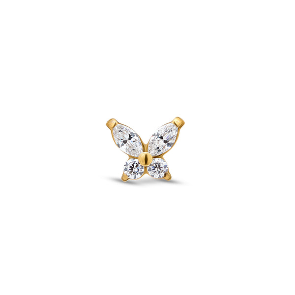 24kt Gold PVD Titanium Threadless Jewel Butterfly Attachment