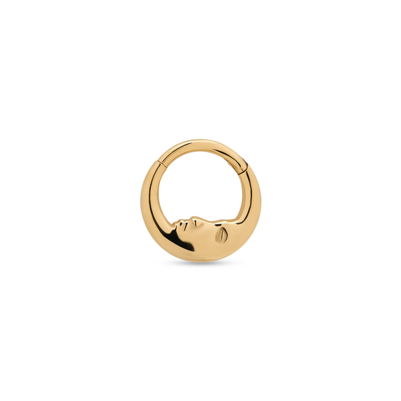 24kt Gold PVD Titanium Moon Face Hinged Ring