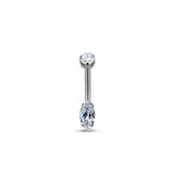 Internally Threaded Navel Bar Marquise Cut