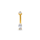 24kt Gold PVD Titanium Internally Threaded Navel Bar Marquise Cut