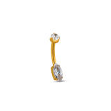 24kt Gold PVD Titanium Internally Threaded Navel Bar Marquise Cut