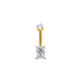 24kt Gold PVD Titanium Internally Threaded Navel Bar Square Cut