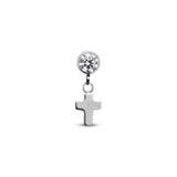 Threadless 4mm Jeweled Dangle Cross Attachment