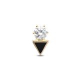 14kt Gold Threadless Triangle Jet w Jeweled Crystal Attachment