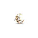 14kt Gold Threadless Crescent Jeweled Crystal Attachment