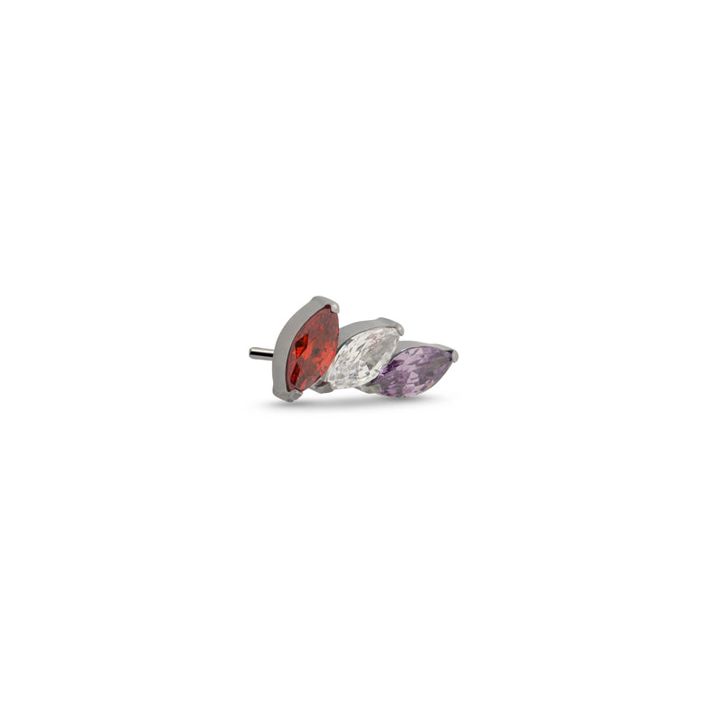 Threadless Marquise Trio - Red, Clear, Purple