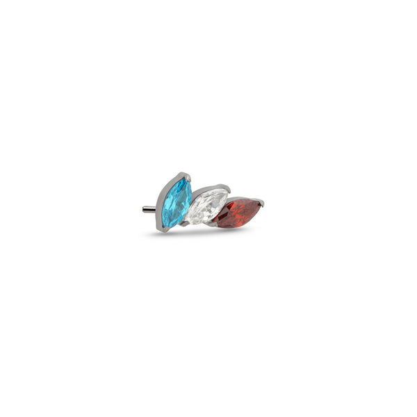 Threadless Marquise Trio - Aqua, Clear, Red