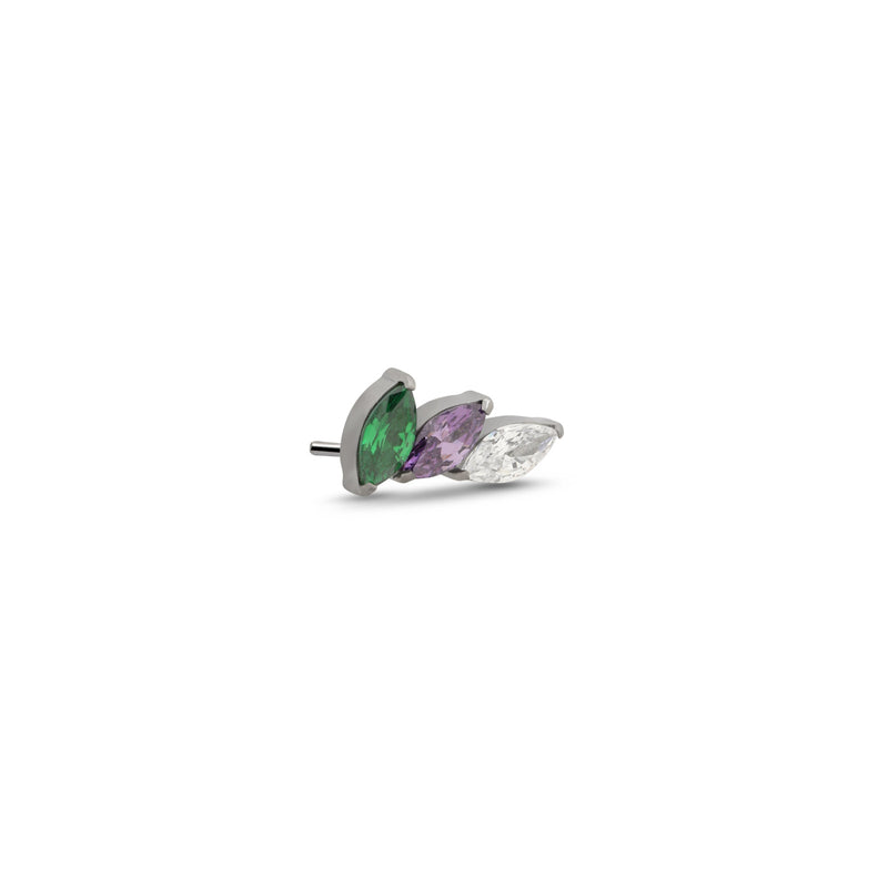 Threadless Marquise Trio - Green, Purple, Clear