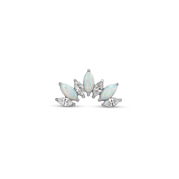 Threadless Crystal and Opal Jeweled Crown Attachment