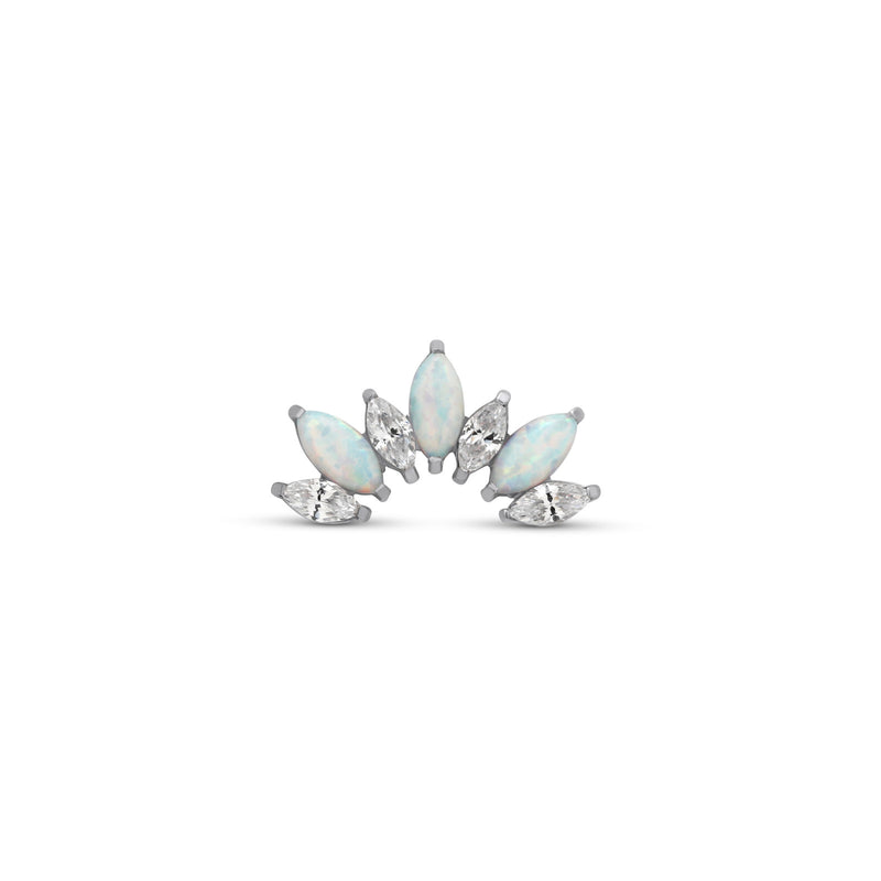 Threadless Crystal and Opal Jeweled Crown Attachment