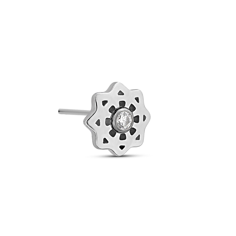 Threadless Geometric Flower with Crystal Attachment