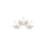 Trident 24kt Gold PVD Threadless Crystal and Opal Jeweled Crown