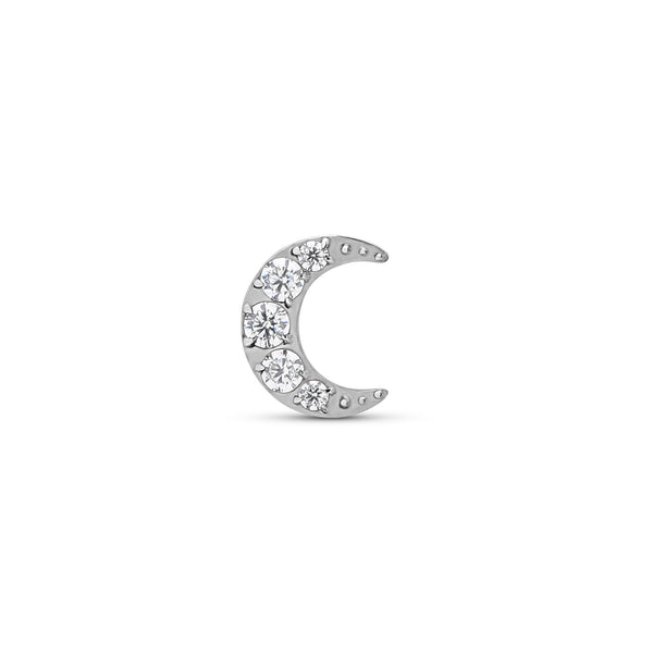 Trident Titanium Threadless Crescent Jewel Moon