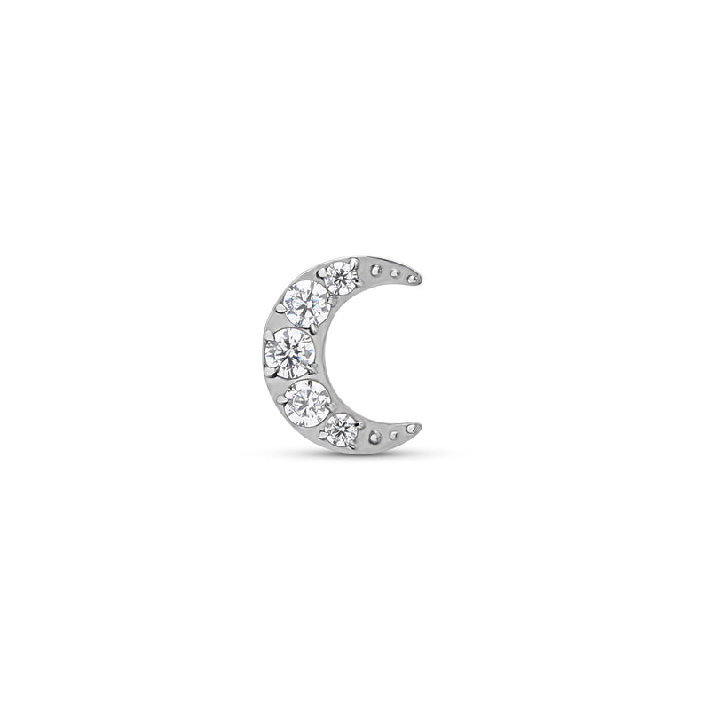 Trident Titanium Threadless Crescent Jewel Moon