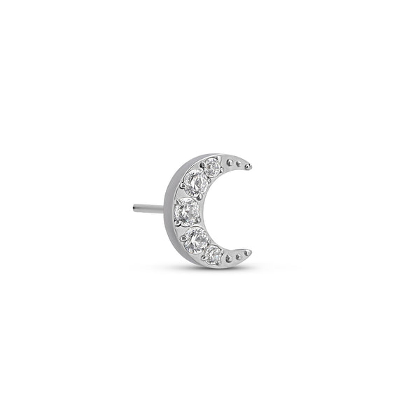 Trident Titanium Threadless Crescent Jewel Moon