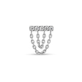 Trident Threadless Jeweled Bar With Double Chain