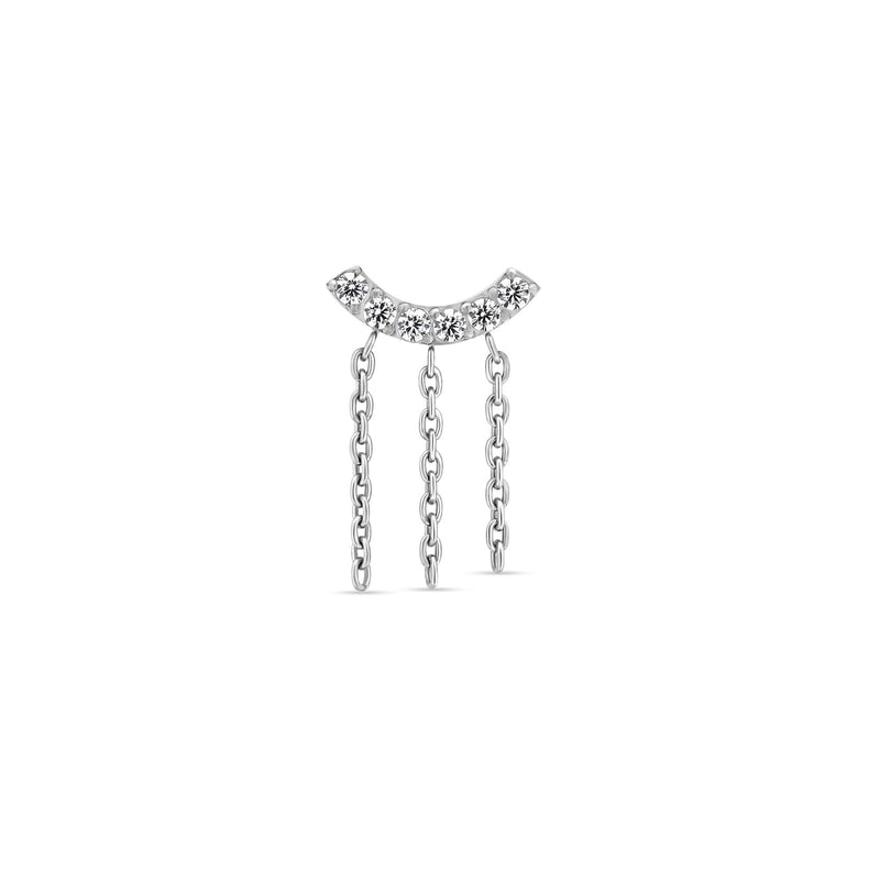 Trident Threadless Jeweled U Bar With Chains