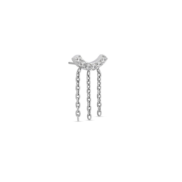 Trident Threadless Jeweled U Bar With Chains