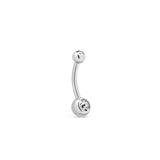 Mini Titanium Internal Navel Bar Double Jeweled Swarovski Crystal