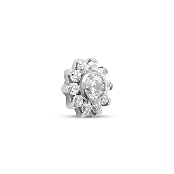 Trident Titanium Internally Threaded 10 Petal Jeweled Flower