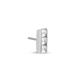 Threadless Princess Cut Jeweled Bar 3 Stone Attachment