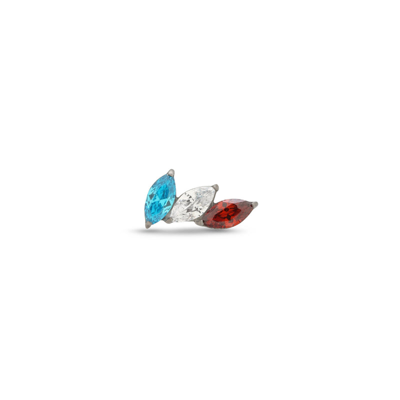 Threadless Marquise Trio - Aqua, Clear, Red