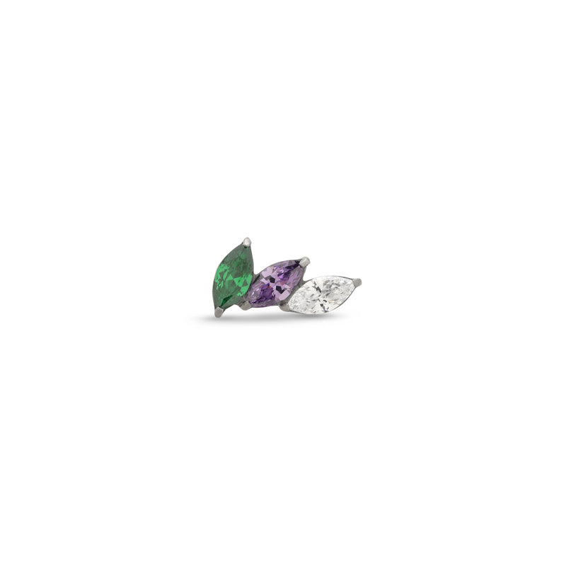 Threadless Marquise Trio - Green, Purple, Clear