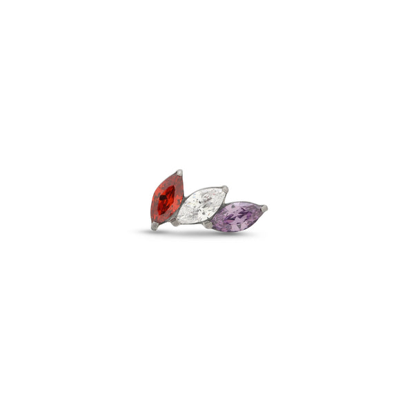 Threadless Marquise Trio - Red, Clear, Purple