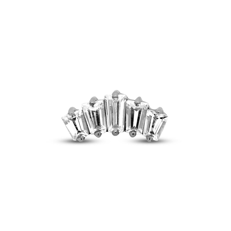 Threadless 5 Prong Jeweled Rectangular Cut Attachment