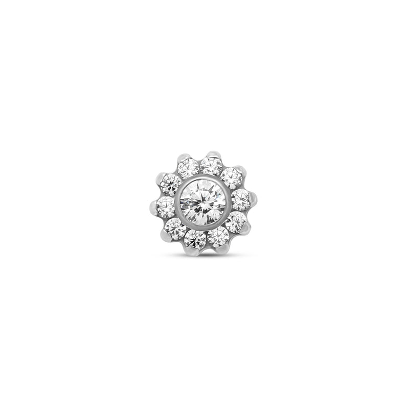 Trident Titanium Internally Threaded 10 Petal Jeweled Flower