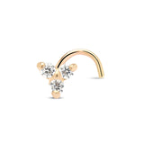 14kt Yellow Gold 3 Leaf Nose Stud