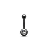 Black PVD Titanium Internally Threaded Jeweled Navel