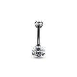 Black PVD Titanium Internally Threaded Prong Set Navel