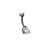 Black PVD Titanium Internally Threaded Prong Set Navel