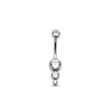 Internally Threaded Jeweled 3 Stone Round Cluster Navel