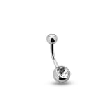 Titanium Internal Navel Bar Double Jeweled Swarovski Crystal